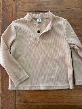 Kids Long-Sleeve Henley Top - tan